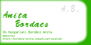 anita bordacs business card